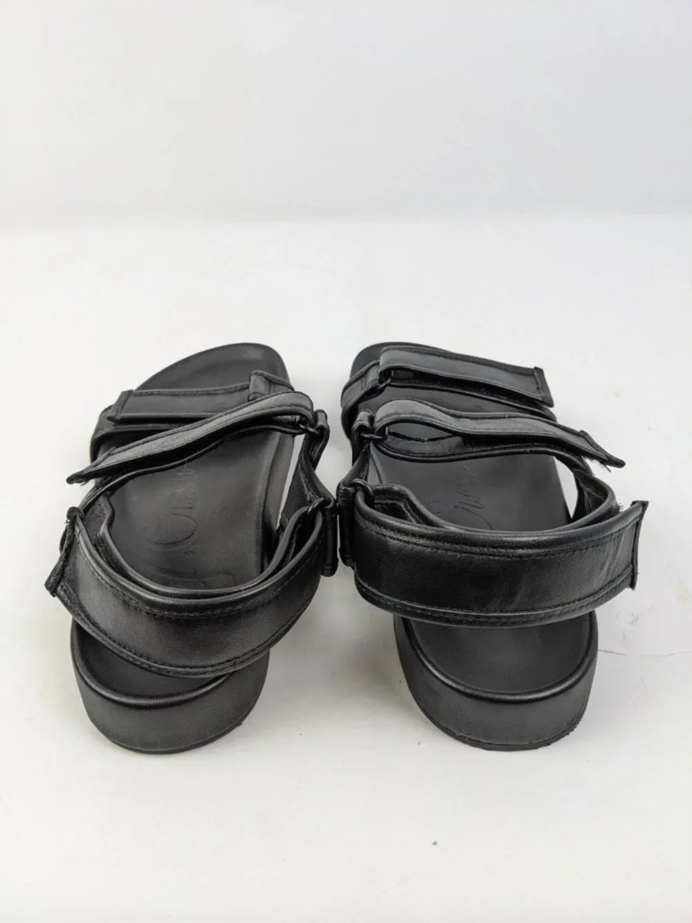 J Crew Pacific Sandals Shoes Womens Size 7 Black Leather Strappy Adjustable